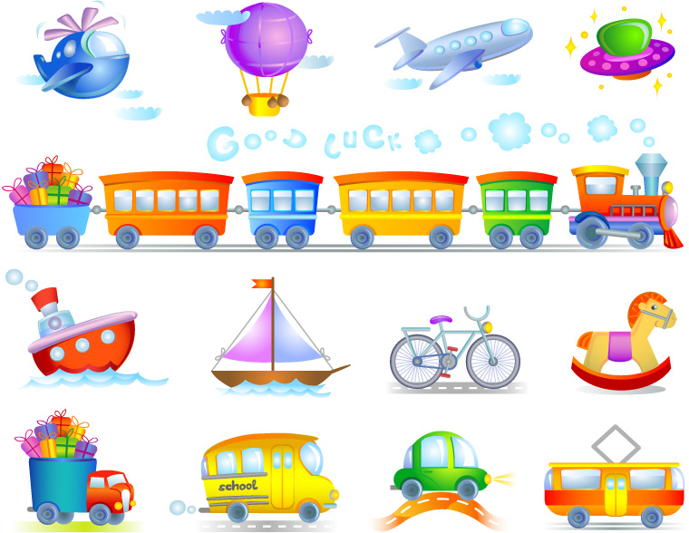 Kinderspielzeugautos und Fliegervektor Spielzeug kind Flugzeug auto   