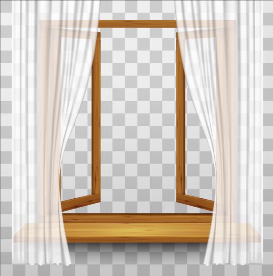 透明なカーテンの背景ベクトルでウィンドウを開く 透明 背景 窓 カーテン オープン   