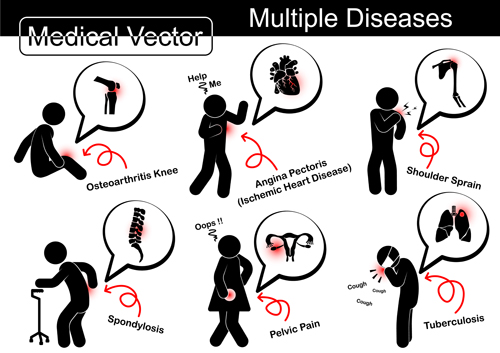 Ensemble de vecteur infographique médical de personnes 04 personnes medical infographie   