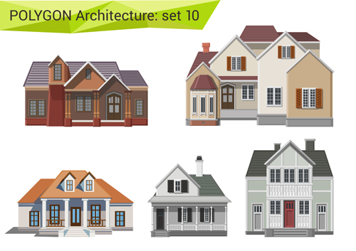 Ensemble vectoriel de conception d’architecture polygonale 10 polygonale architecture   
