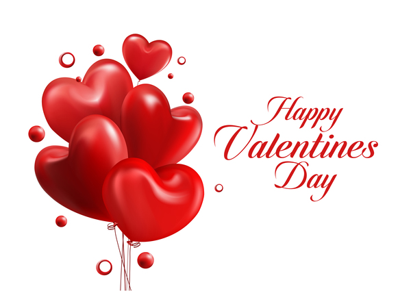 Rote Herzballons mit glücklichem Valentinstag Karte Vektor 01 Valentine tag rot Karte Herz happy ballons   