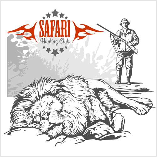 Safari chasse clud poster vecteur 06 safari poster clud chasse   