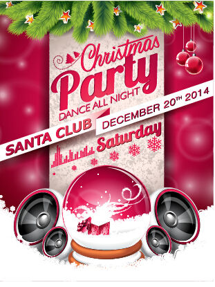 Weihnachts-Musik-Party-Plakatvektor 01 Weihnachten santa poster party club   