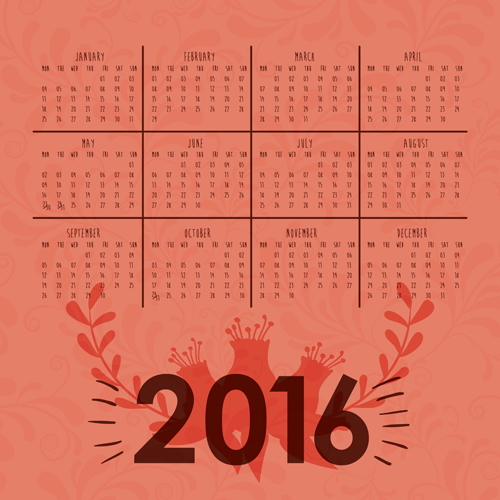 Einfacher Wandkalender 2016 Design-Vektoren Set 11 Wand Kalender einfach design 2016   