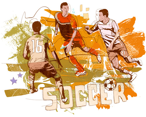 Soccer sport dessiné à la main vecteur 02 Sport Soccer main dessiné   