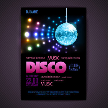 Stilvolles Disco-Party-Plakat Cover 03 Vektor stylish poster party cover   