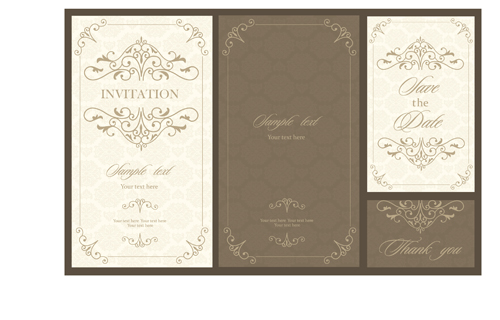 Hochzeits-Einladungskarte mit floralem Vecotr 01 Karte Hochzeit floral Einladung   