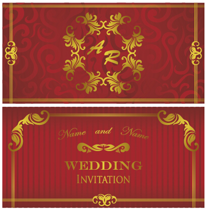 invitations de mariage floral luxueux vecteur Design 04 mariage luxueux invitation floral   