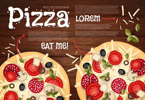 affiche de pizza Vintage vector set 05 vintage poster pizza   