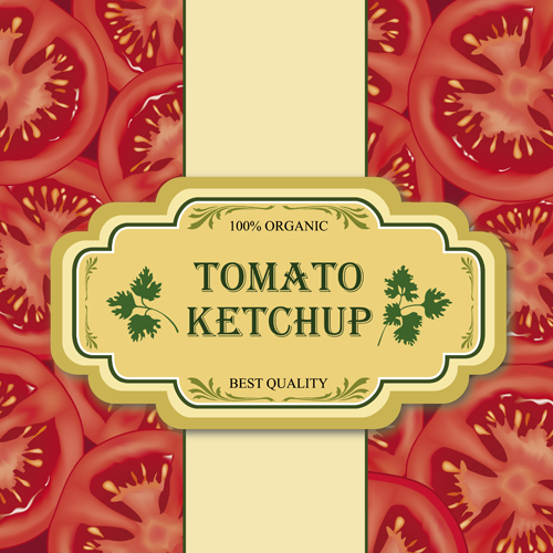 Tomatenmuster mit Tomaten-Ketchup-Etiketten Hintergrund tomato pattern labels label ketchup   