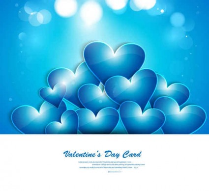 Carte de voeux coeur bleu brillant vecteur voeux Valentine jour coeur carte   