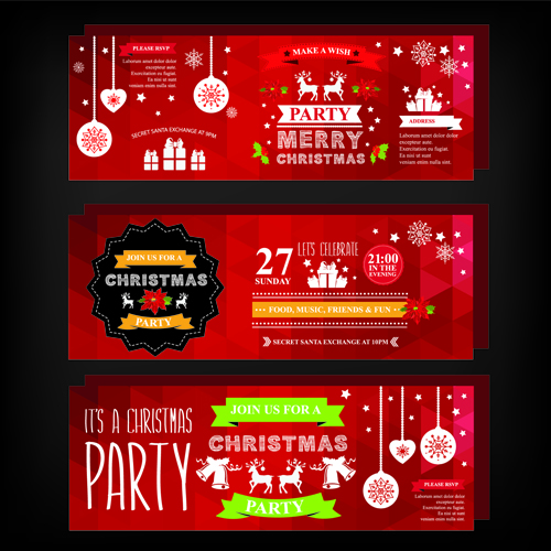 Weihnachtsfeier Einladung Banner Vektor 04 Weihnachten party Einladung banner 2015   