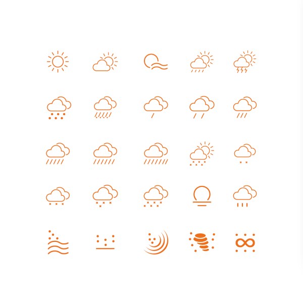 25 Kind Wetterumriss-Ikonen Wetter outline kind icons   