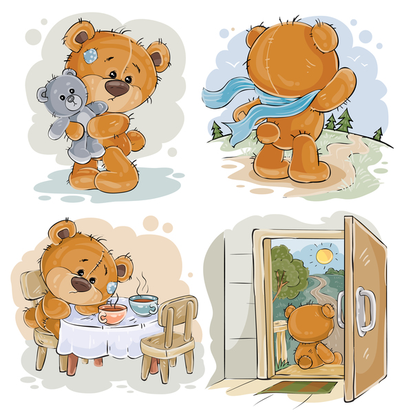 Cartoon Teddybären Kopfzeichnung Vektor 09 teddy Kopf cartoon Bären   
