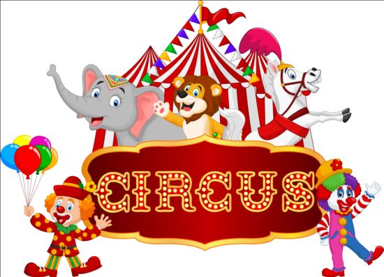 Cirque et clown avec le vecteur mignon d’animal 05 mignon clown cirque Animal   