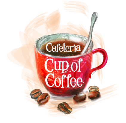 Kaffeebohnen mit Tasse Retro-Vektor Retro-Schrift Kaffeebohnen kaffee cup   