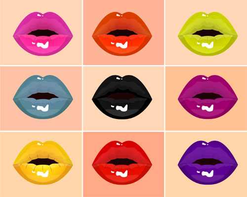 Vecteur de conception de lèvres colorées lèvres couleur conception   