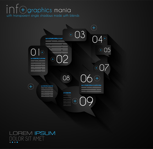 Dark Style Infografiken Business Vector 08 style Infografik dark business   