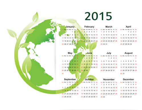 Öko-Stil 2015 Kalendervektor 02 Kalender eco 2015   