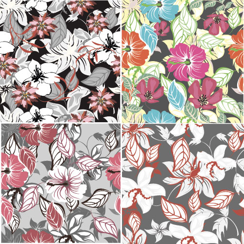 Fleur Vintage vecteur seamless pattern Set 01 sans soudure modèle fleur   