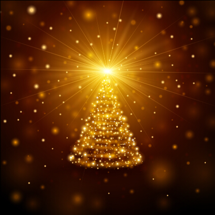 Matériel de vecteur de fond d’arbre de Noël de lumière dorée or Noël matériel fond Arbre de Noël   