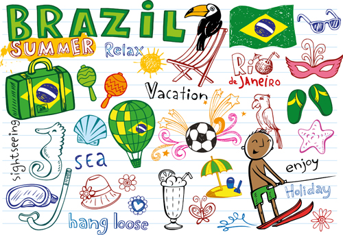 Éléments vectoriels du Brésil dessinés à la main 03 tirage à la main matériel matériau vectoriel element dessiné à la main Brésil   