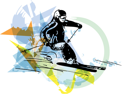 手描きスキースケッチベクトルデザイン10 描画 手 デザイン スケッチ スキー   