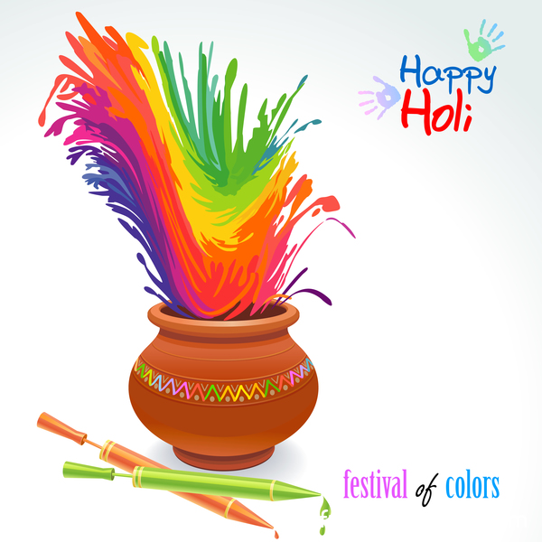 Happy Holi Festival mit Farb-Hintergrundvektor 01 holi happy festival Farbe   