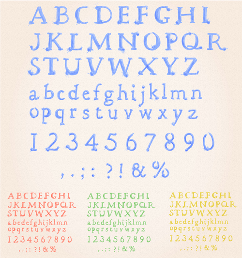 Numérique avec vecteur aquarelle alphabet vecteur de couleur numérique aquarelle alphabet   