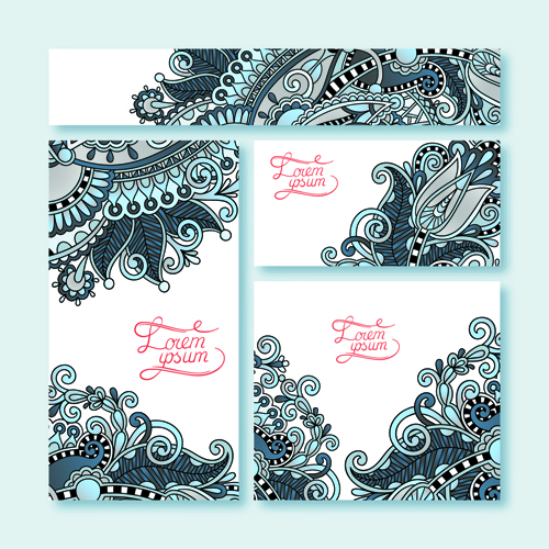 Ornement floral motif cartes vecteur matériel 02 ornement motif floral motif floral cartes carte de motif   
