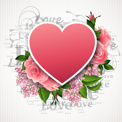 Rosa Blume mit Herzform Valentinstag Karten Vektor 05 Valentinstag pink Karten form Blume   