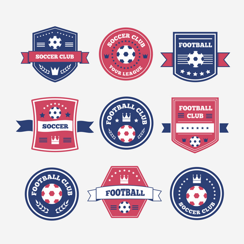 Vecteur de conception d’étiquettes de club de football Soccer étiquettes club   
