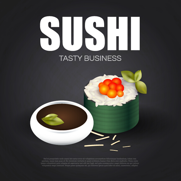 Rouleau de sushi affiche Vintage vecteur 02 vintage Sushi roll poster   