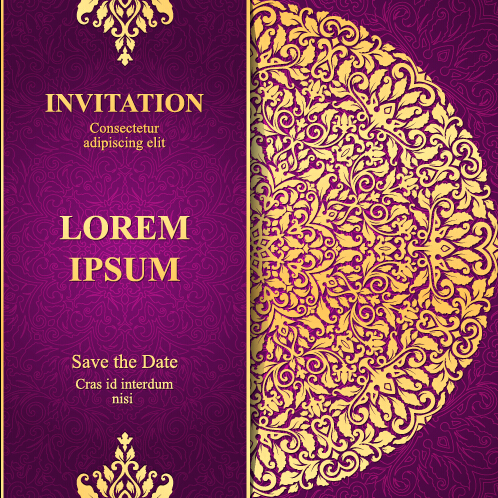 Carte d’invitation vintage avec motif floral violet vecteur 19 violet vintage motif invitation floral carte   