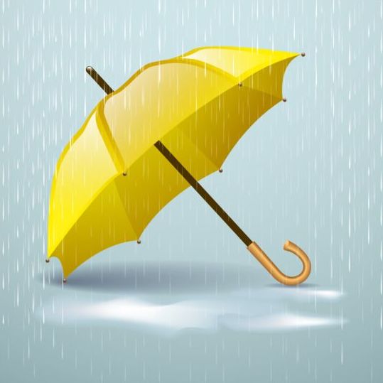 黄色い傘と雨のベクトル 黄色 雨 傘   