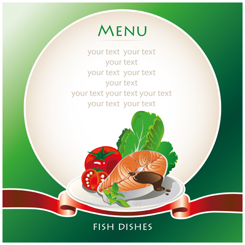 Fischgerichte Speisekarte Elemente Vektor menu Geschirr Fisch Elemente   