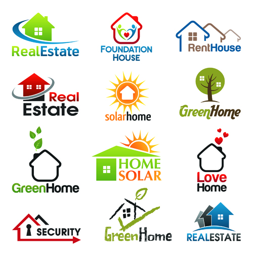 12 logos d’immobiliers de type libre vecteur logos Immobilier   