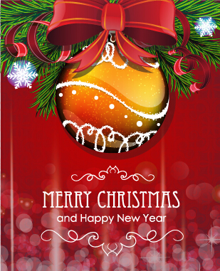 2015 cartes de Noël rouge arc vecteur ensemble 05 Noël cartes bow 2015   
