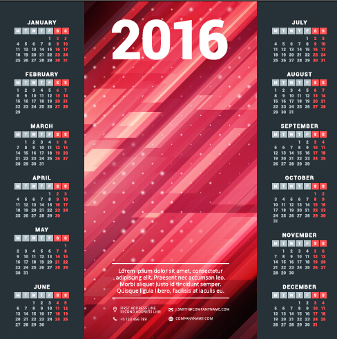 2016 société calendrier créatif design vecteur 02 Entreprise creative calendrier   