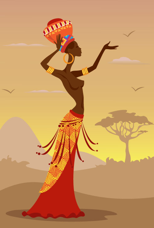 Afrikanische Frau Illustration Vektormaterial 02 material illustrtion Frau Afrikanisch   