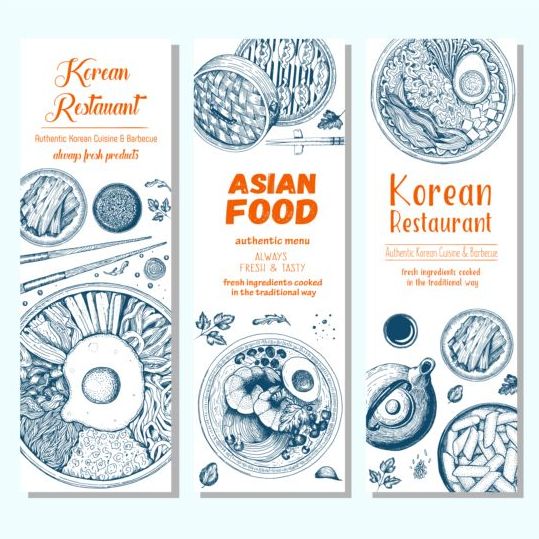 Asiatisches und koreanisches Restaurant vertikale Speisekarte Vektor vertikal restaurant menu koreanisch Asiatisch   