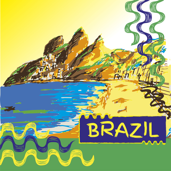 Paysage brésilien à la main dessin vecteurs 03 paysage main Brésilien   