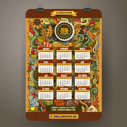 Calendrier 2016 décoratif motif créatif vecteur 01 motif décoratif motif calendrier 2016   