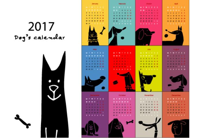 Kalender 2017 Zeichentrickstile Vektormaterial 03 Kalender cartoon 2017   