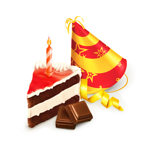 チョコレートケーキと誕生日キャンドルベクトル 誕生日 無料 デザイン チョコレートケーキ チョコレート キャンドル   