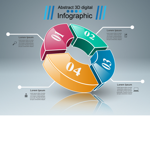 Circle 3d infographisch gefärbter Vektor Kreis infographisch farbig   