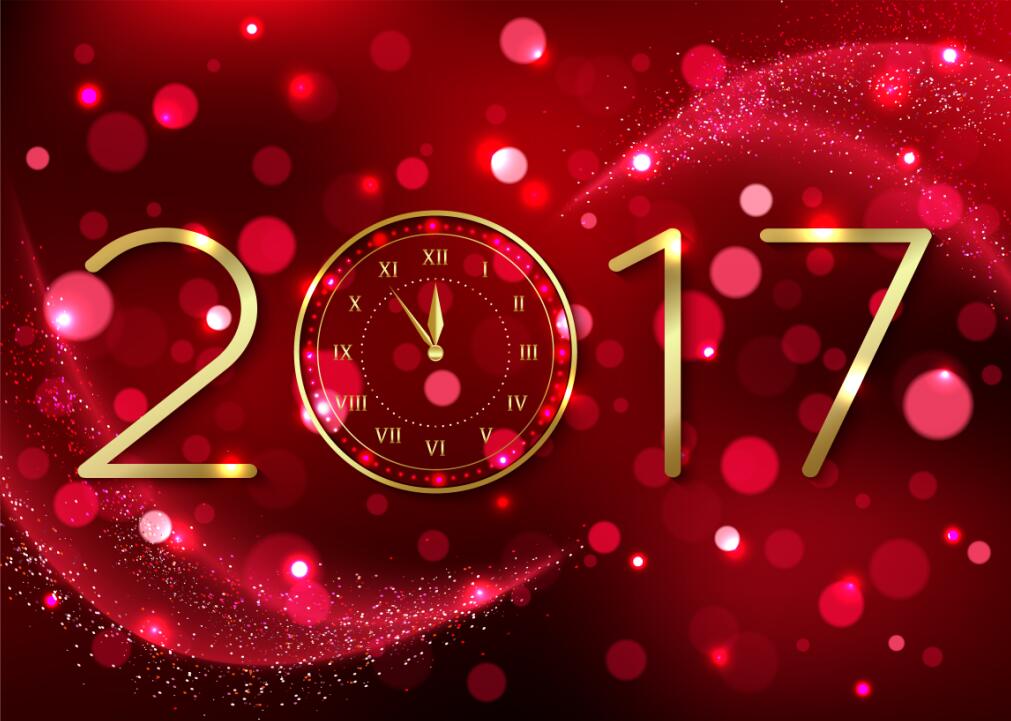 2017の新年赤 abstrack 背景ベクトル付き時計 赤 時計 新しい 年 Abstrack 2017   