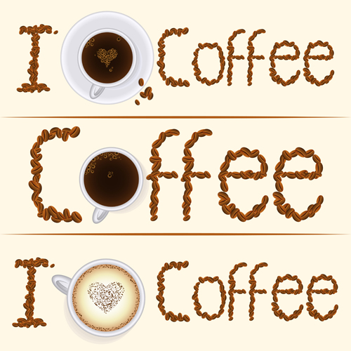 Kaffeetext-Design Vektormaterial text material kaffee   