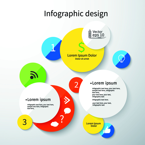 Couleur ronde infographies Design Vector 05 infographies infographie graphisme couleur   
