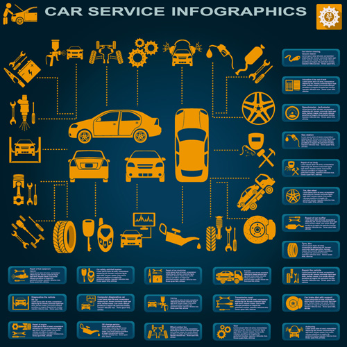 Creative car service infographies Template Vector 12 voiture modèle infographie Créatif   